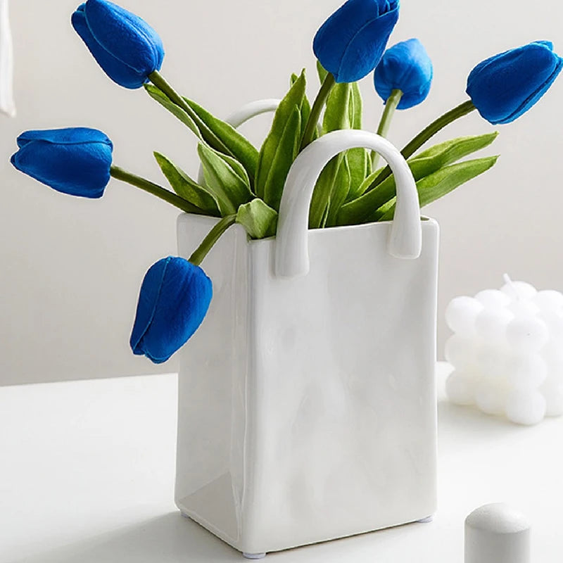 Handbag-Shaped Resin Vase – Modern Decorative Accent