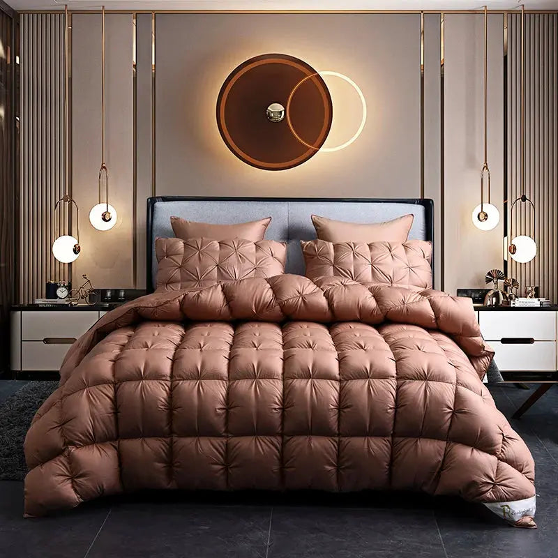 Premium White Goose Down Duvet: Warm Winter Comforter with Thick 3D Bread Design linarro