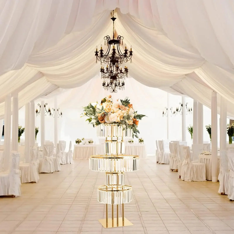 Gold Acrylic Wedding Centrepiece – Elegant 5-Tier Design