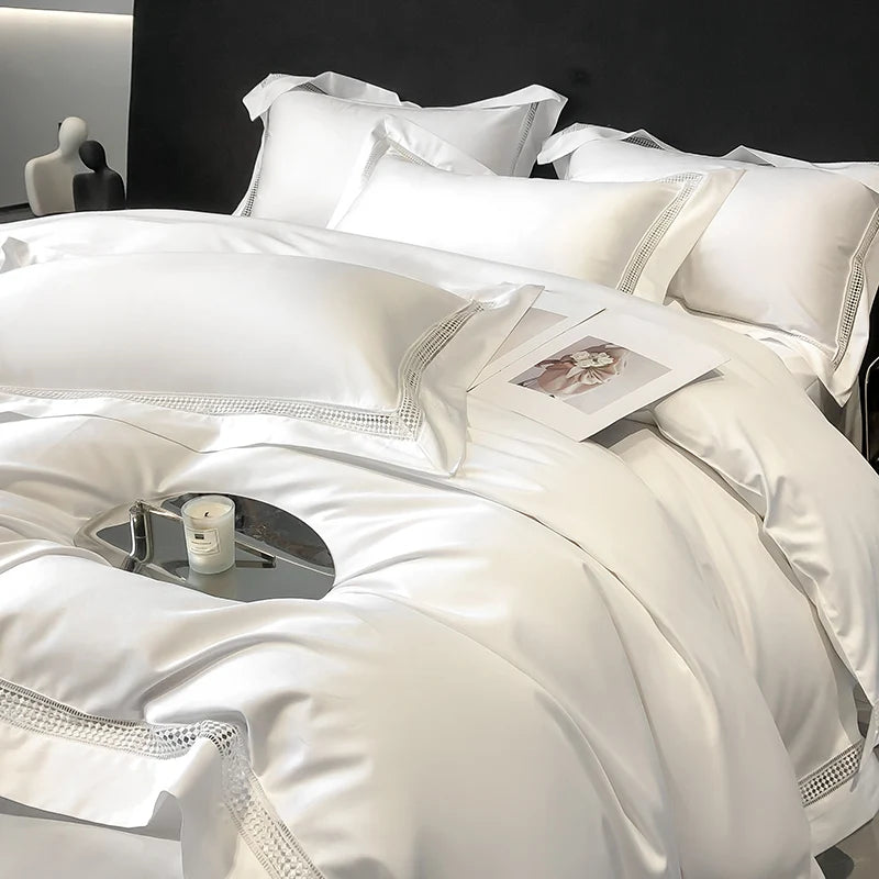 1000TC Egyptian Cotton White Bedding Set – 4-Piece Hotel Style