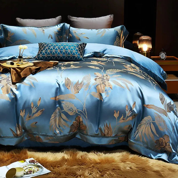 Gold Leaves Egyptian Cotton Duvet Cover Set: linarro